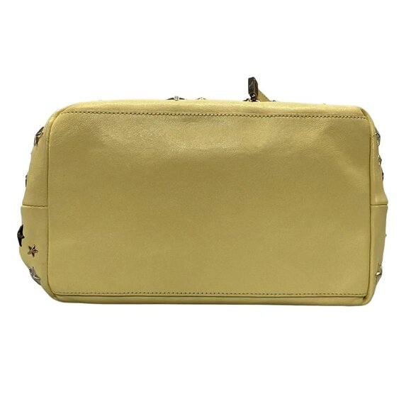 Auth JIMMY CHOO Sasha - Yellow Silver Gold Leather Hardware Tote Bag - Picture 6 of 12